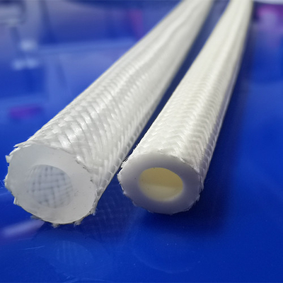 Heat Resistance polyester Braided Silicone Tubing White Transparent Silicone Hose