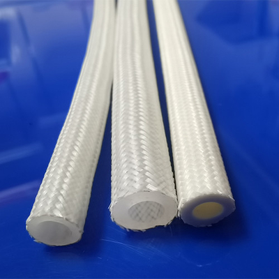 Heat Resistance polyester Braided Silicone Tubing White Transparent Silicone Hose